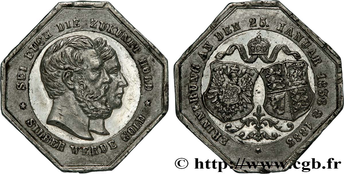 ALLEMAGNE - ROYAUME DE PRUSSE - FRÉDÉRIC III Médaille, Noces d’argent de Frédéric III et Victoria d’Angleterre BB