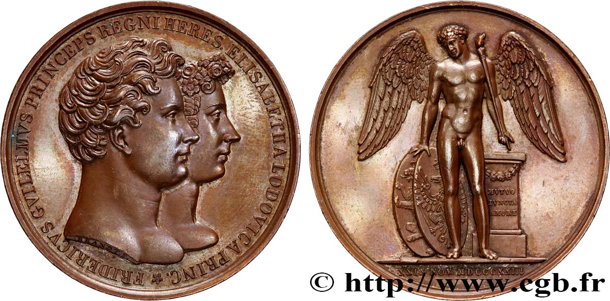 ALLEMAGNE - ROYAUME DE PRUSSE - FRÉDÉRIC-GUILLAUME IV Médaille, Mariage de Frédéric Guillaume de Prusse et Elisabeth Louise de Bavière EBC