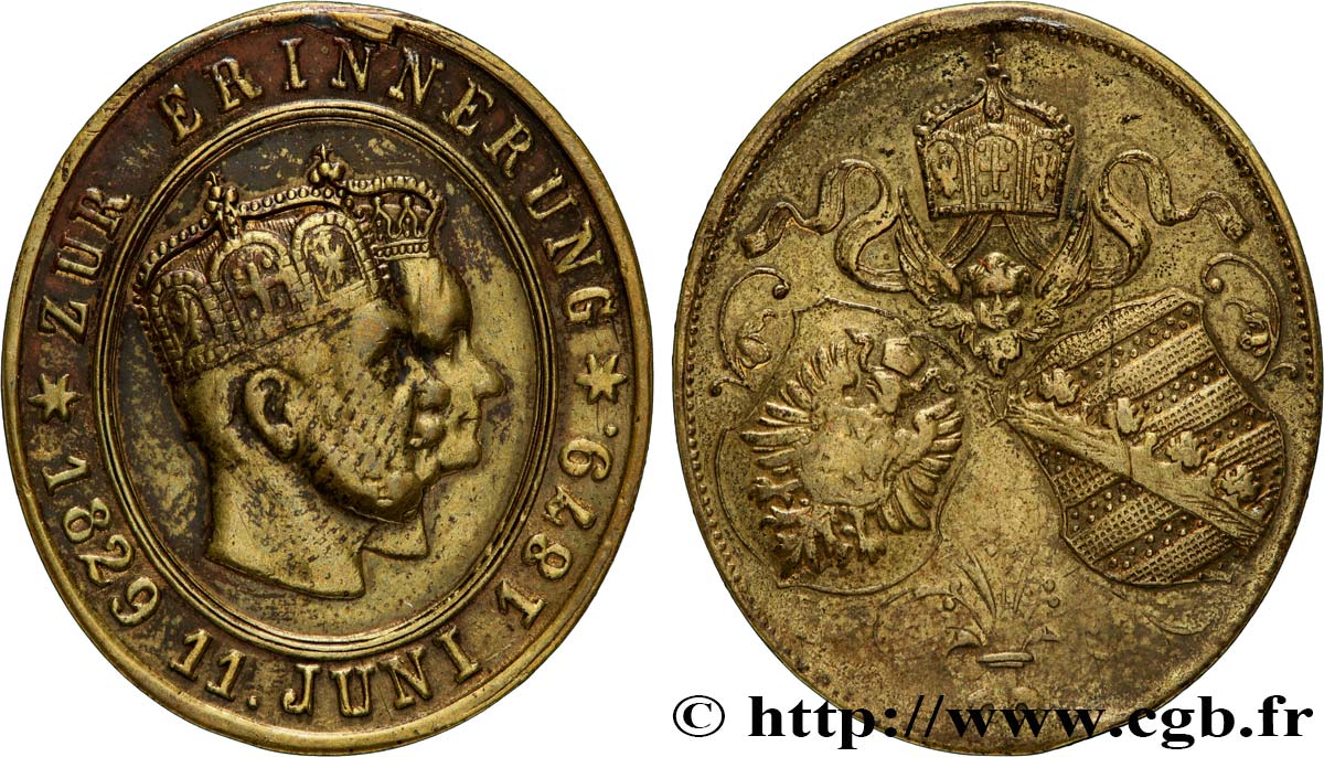 GERMANY - KINGDOM OF PRUSSIA - WILLIAM I Médaillette, Noces d’or de Guillaume Ier et Augusta de Saxe-Weimar-Eisenach XF