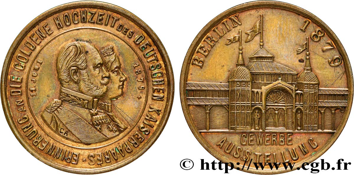 ALLEMAGNE - ROYAUME DE PRUSSE - GUILLAUME Ier Médaille, Noces d’or de Guillaume Ier et Augusta de Saxe-Weimar-Eisenach XF