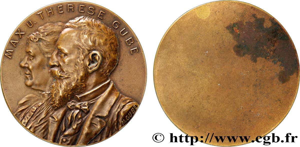 GERMANY Médaille uniface, Noces d’argent de Max et Thérèse Gube AU