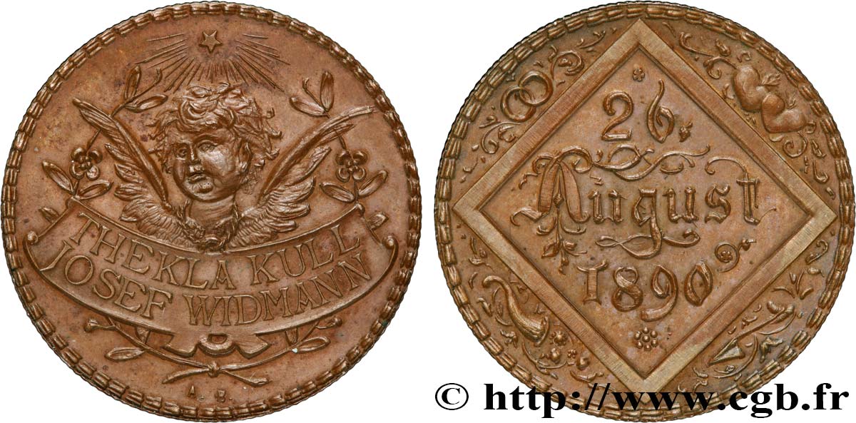 ALEMANIA Médaille, Mariage de Thekla Kull et Joseph Widmann EBC