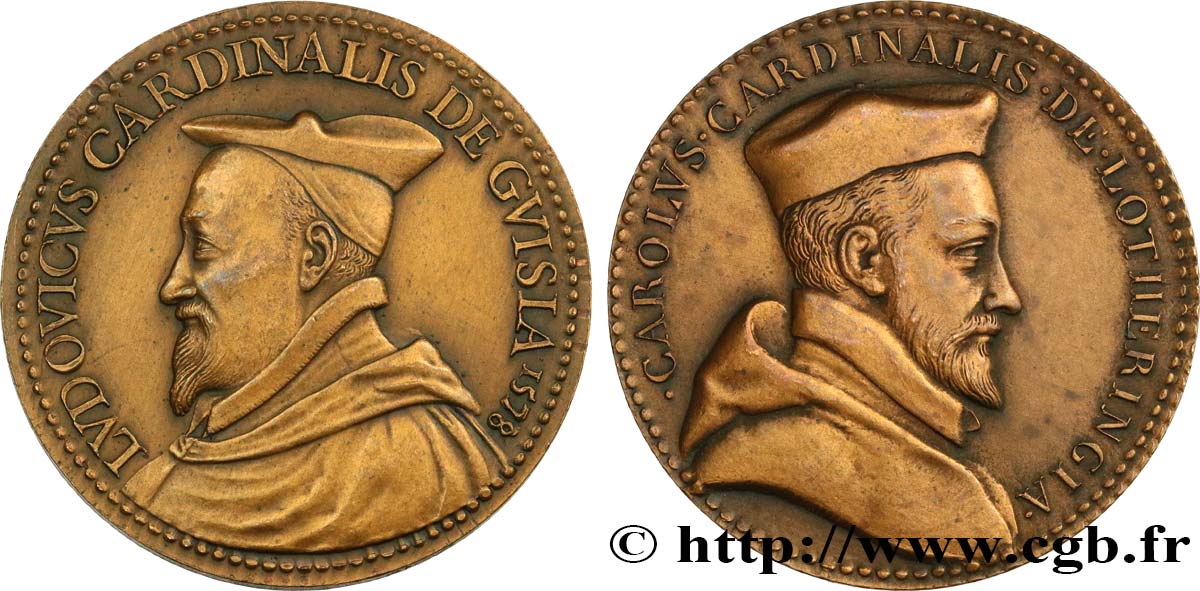 HENRI III Médaille, Louis Cardinal de Guise et Charles Cardinal de Lorraine TTB