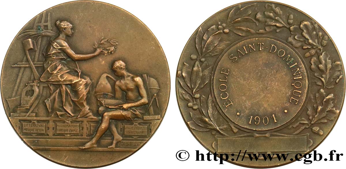 TROISIÈME RÉPUBLIQUE Médaille de récompense, Ecole Saint-Dominique TTB