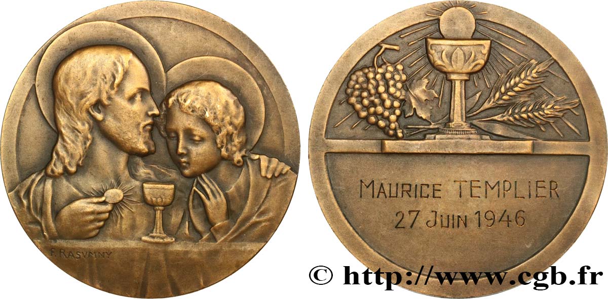GOUVERNEMENT PROVISOIRE DE LA RÉPUBLIQUE FRANÇAISE Médaille, Première communion TTB+