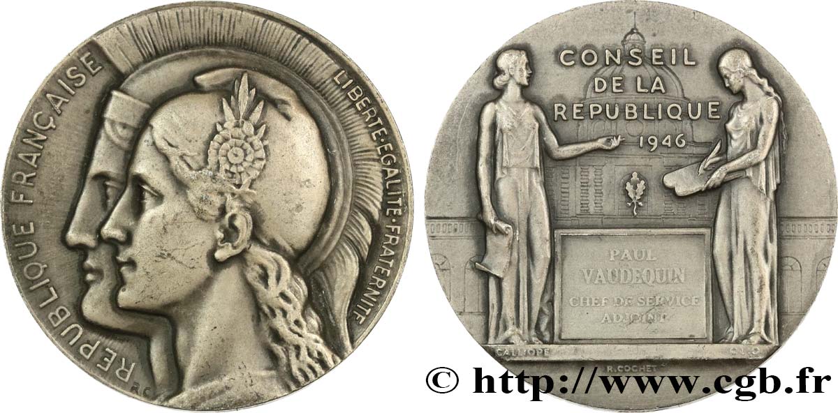 GOUVERNEMENT PROVISOIRE DE LA RÉPUBLIQUE FRANÇAISE Médaille, Conseil de la République TTB