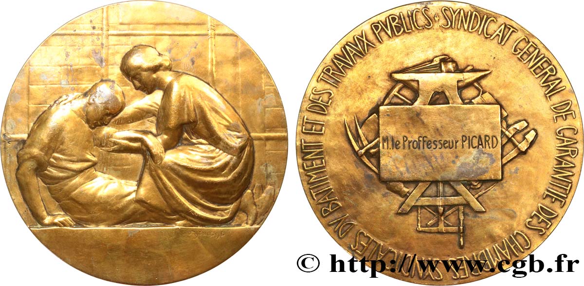 ASSOCIATIONS PROFESSIONNELLES - SYNDICATS Médaille de récompense, Syndicat général de garantie des chambres syndicales du bâtiment et des travaux publics TB+