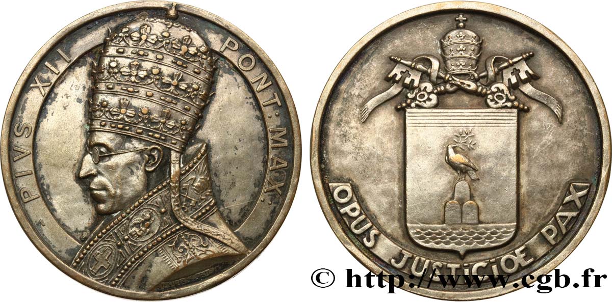 VATICAN - PIE XII (Eugenio Pacelli) Médaille, Opus Justicioe Pax MBC