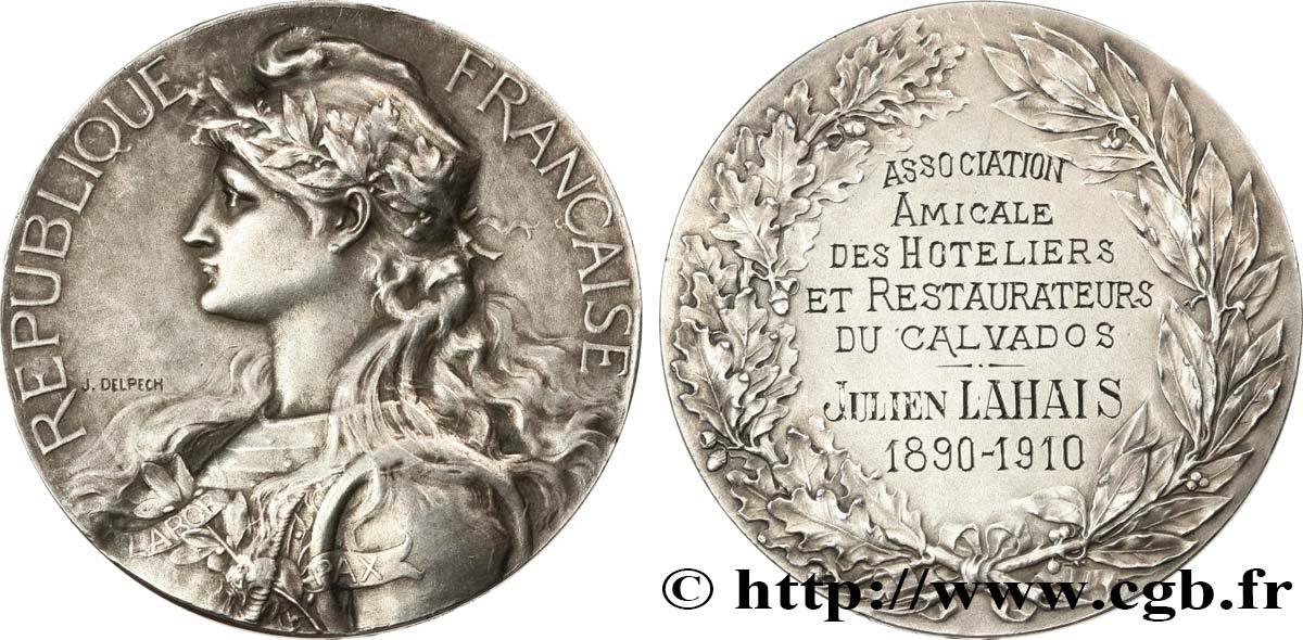 TROISIÈME RÉPUBLIQUE Médaille de récompense, Association amicale des hôteliers et restaurateurs du Calvados TTB