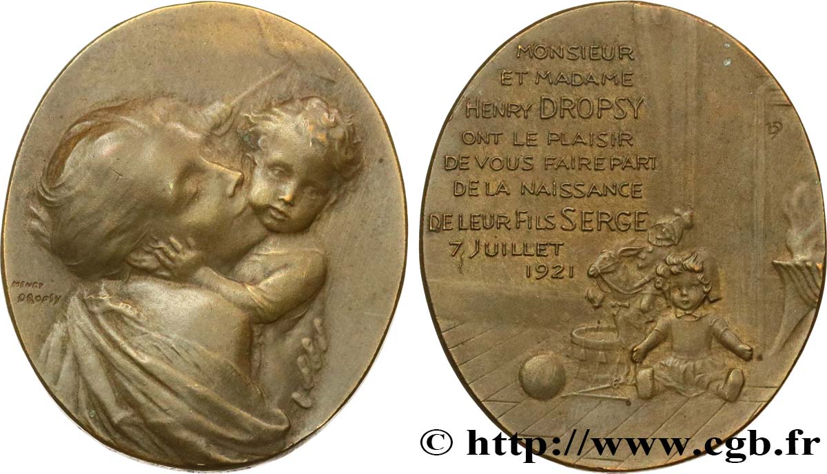TROISIÈME RÉPUBLIQUE Médaille de naissance, Serge Dropsy TTB+