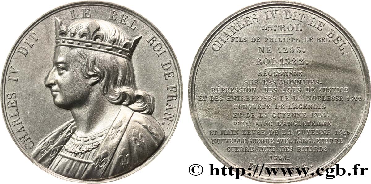 LUIGI FILIPPO I Médaille du roi Charles IV le Bel q.SPL