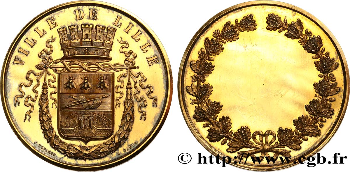 LOUIS XVI - VILLE DE LILLE Médaille de récompense q.SPL