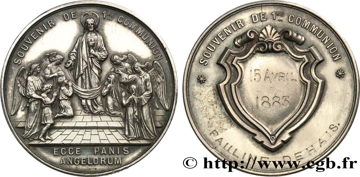 TROISIÈME RÉPUBLIQUE Médaille, Souvenir de Première Communion TTB+