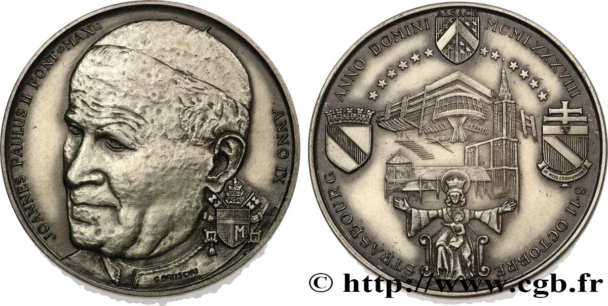 JOHN-PAUL II (Karol Wojtyla) Médaille, Visite à Strasbourg  AU