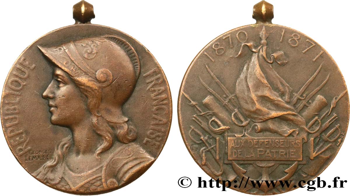 GUERRE DE 1870-1871 Médaille, Aux défenseurs de la Patrie XF