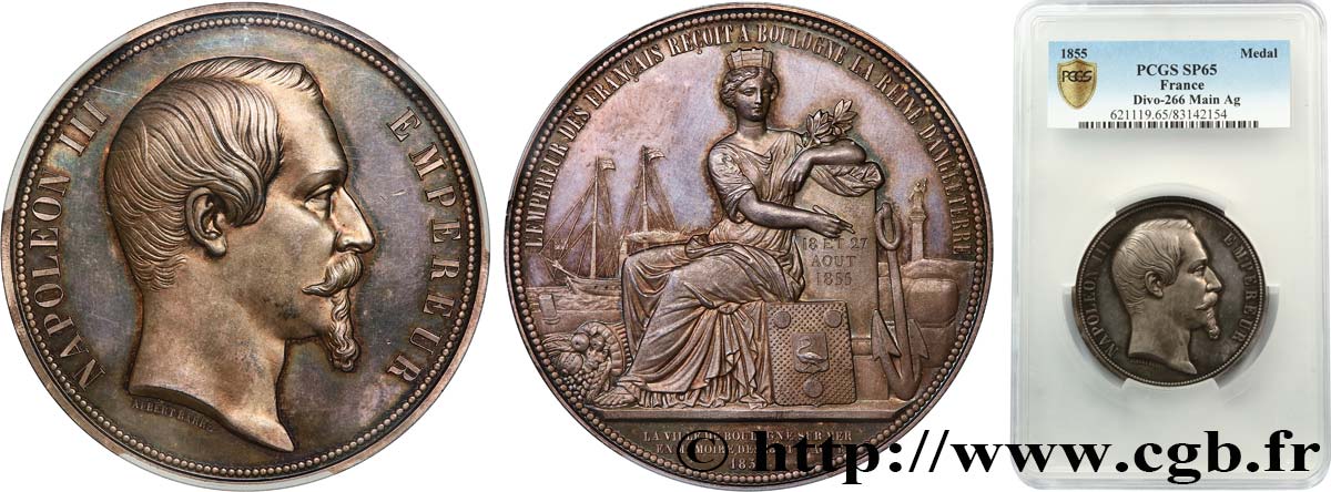 SECOND EMPIRE Médaille, L’Empereur reçoit à Boulogne-sur-Mer la Reine Victoria MS65