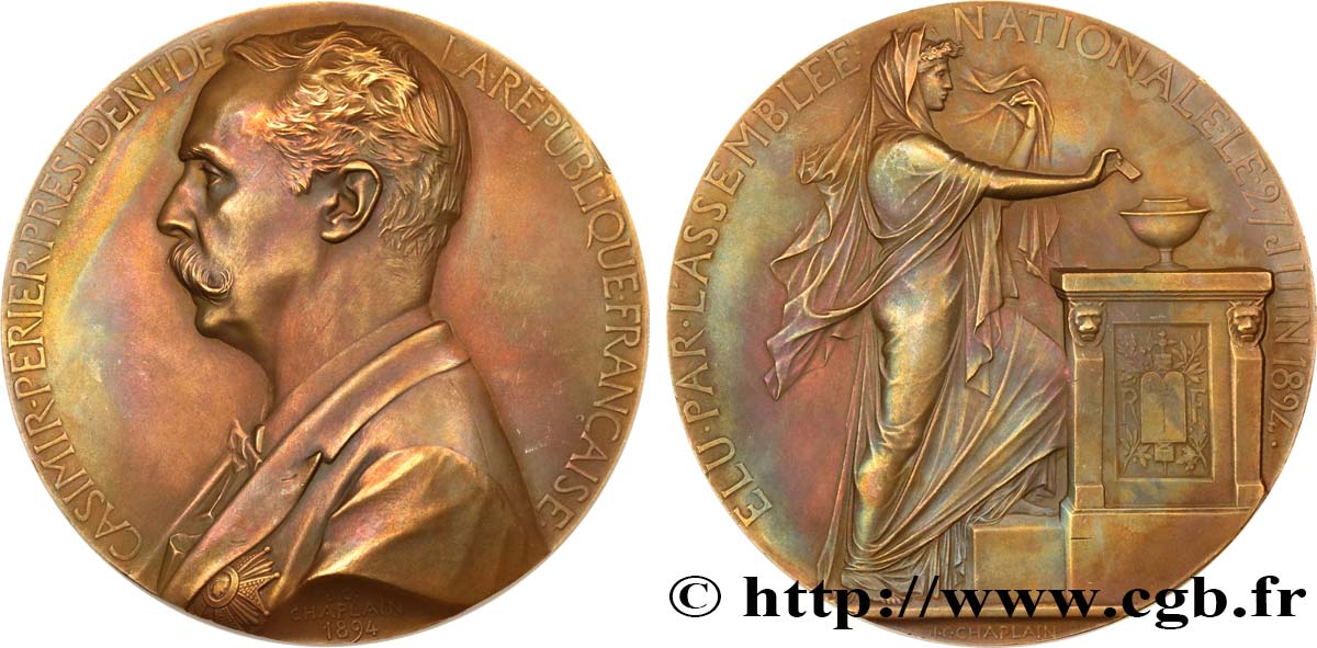 TERZA REPUBBLICA FRANCESE Médaille, Élection de Jean Casimir-Perier q.SPL