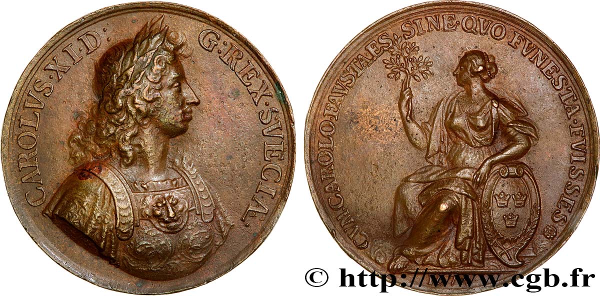 SCHWEDEN - KÖNIGREICH SCHWEDEN - KARL XI. Médaille, Cum Carolo Faustaes SS