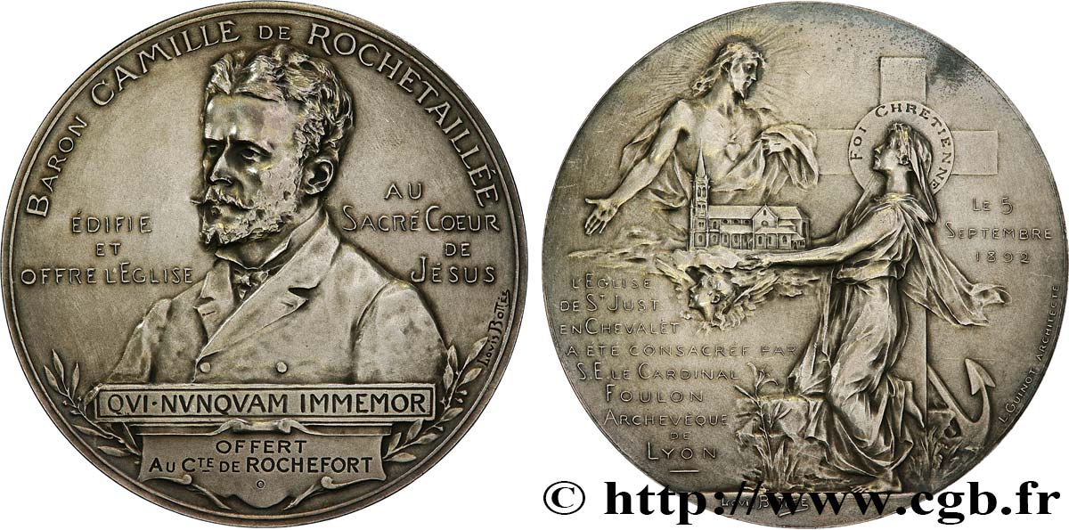 TERZA REPUBBLICA FRANCESE Médaille, Baron Camille de Rochetaillée, offerte au Comte de Rochefort q.SPL