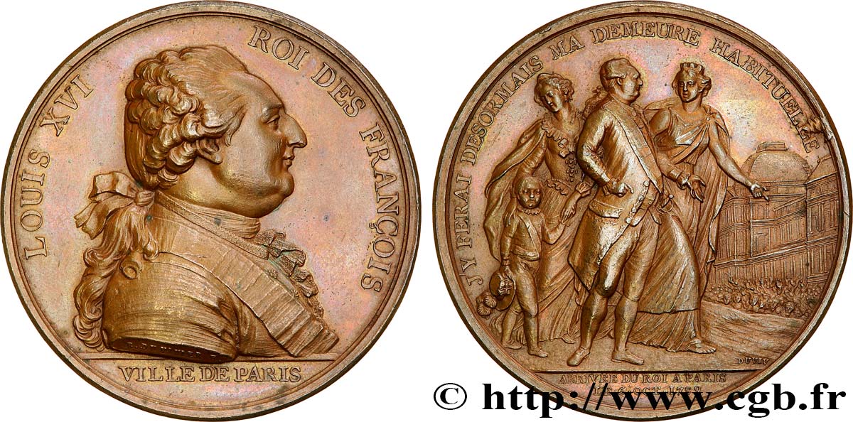 LOUIS XVI Médaille de l’arrivée du roi à Paris EBC