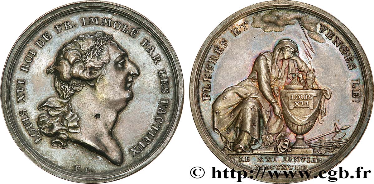 LOUIS XVI Médaille dénonçant la mort du roi le 21 janvier 1793 AU/AU