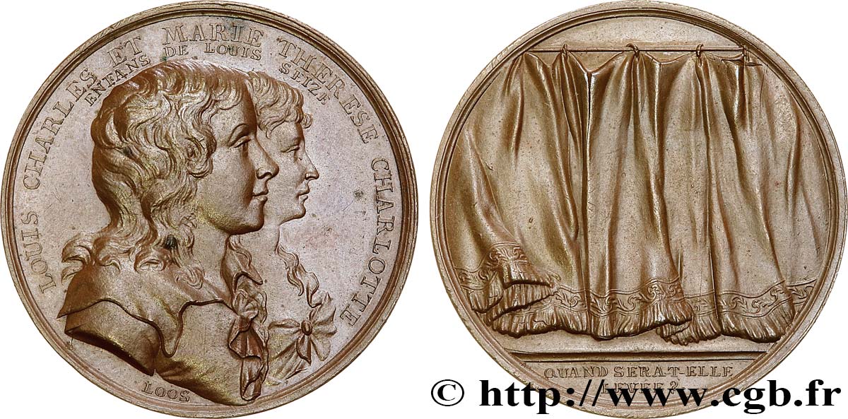 LUIS XVII Médaille, les enfants de Louis XVI et de Marie-Antoinette EBC
