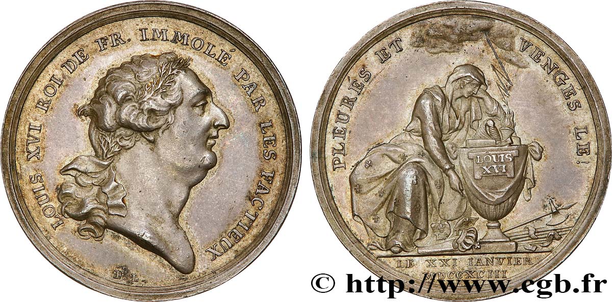 LOUIS XVI (MONARQUE CONSTITUTIONNEL)  Médaille dénonçant la mort du roi le 21 janvier 1793 SUP