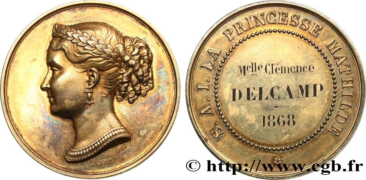 LA PRINCESSE MATHILDE Médaille attribuée à Clemence Delcamp TTB+
