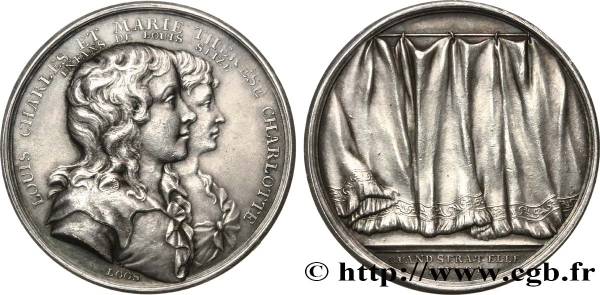 LOUIS XVII Médaille, les enfants de Louis XVI et de Marie-Antoinette AU