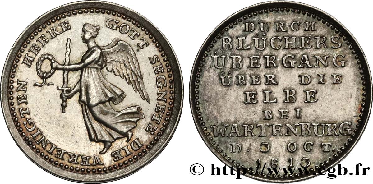ALEMANIA - PRUSIA Médaille, Traversée sur l’Elbe par Blüchers EBC