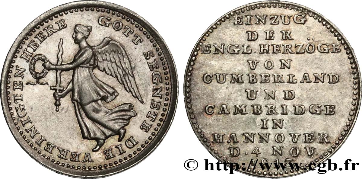 GERMANY - PRUSSIA Médaille, Entrée des ducs de Cumberland et Cambridge à Hanovre AU