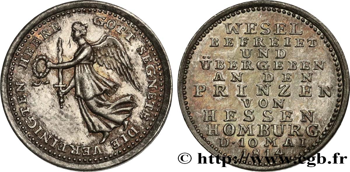 ALEMANIA - PRUSIA Médaille, Wesel libéré et livré au prince de Hesse-Homburg EBC