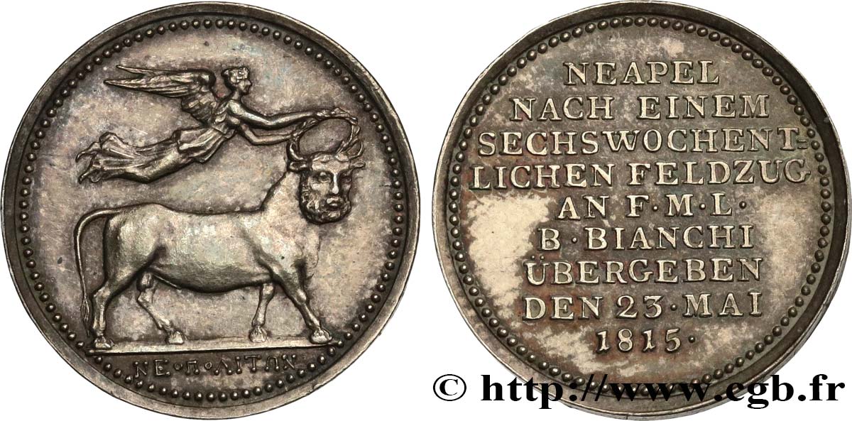 ALLEMAGNE - PRUSSE Médaille, Naples livré à F. M. L. B. Bianchi SUP