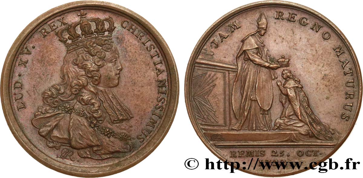 LOUIS XV DIT LE BIEN AIMÉ Médaille, Sacre du roi TTB+