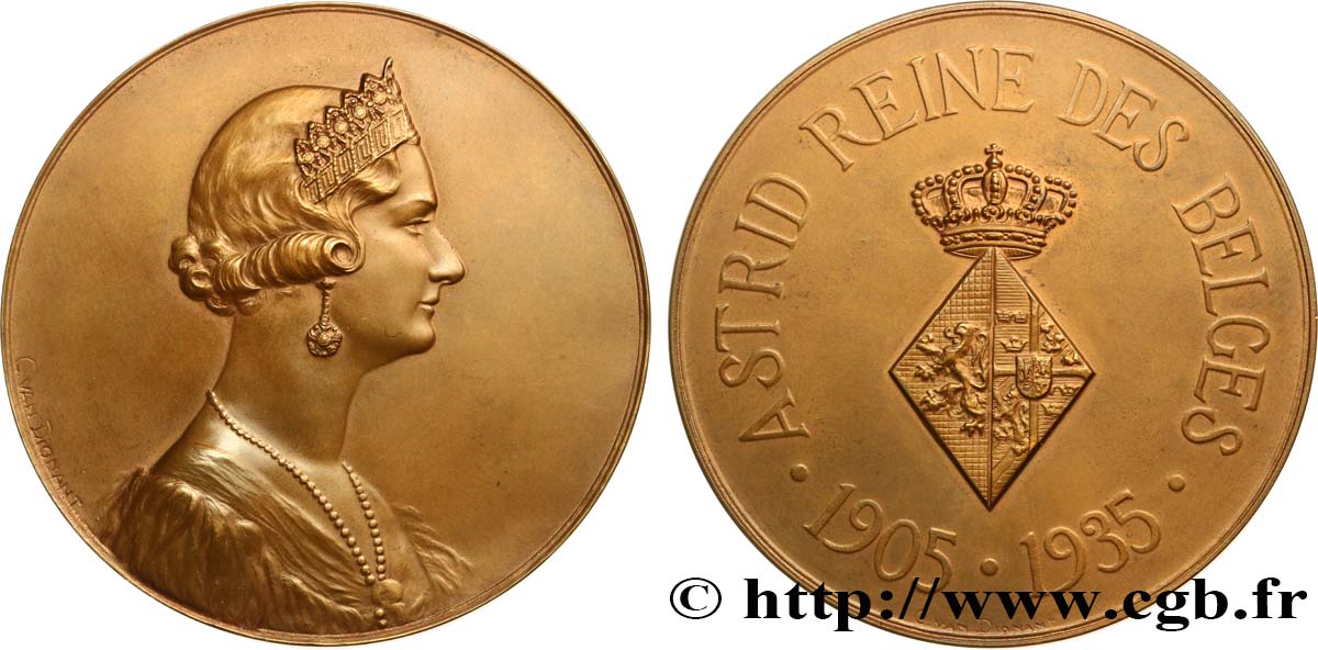BELGIQUE - ROYAUME DE BELGIQUE - RÈGNE DE LÉOPOLD III Médaille, La reine Astrid VZ