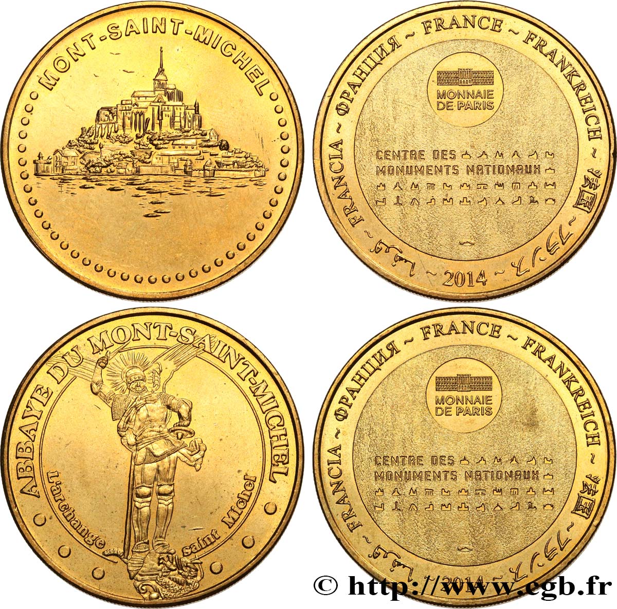 BUILDINGS AND HISTORY Médaille touristique, Lot de 2 ex., le Mont Saint Michel MBC