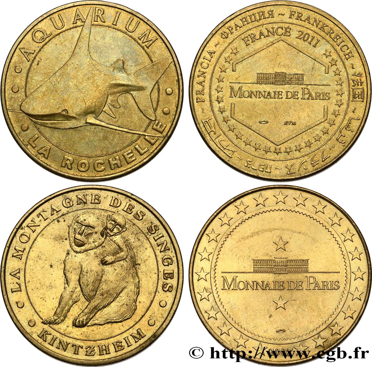 MONUMENTS ET HISTOIRE Médaille touristique, Lot de 2 ex. TTB