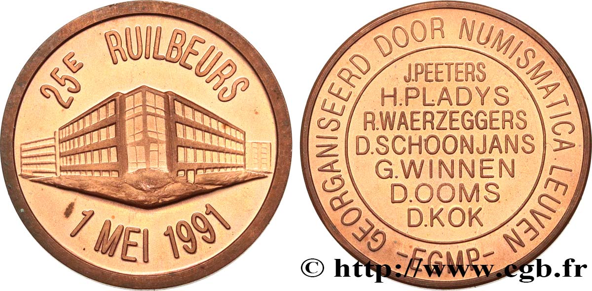BÉLGICA Médaille, 25e salon numismatique EBC