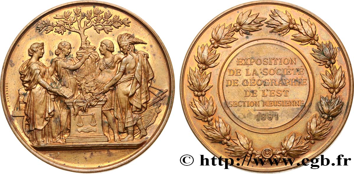 TROISIÈME RÉPUBLIQUE Médaille, exposition de la société de géographie de l’Est SUP