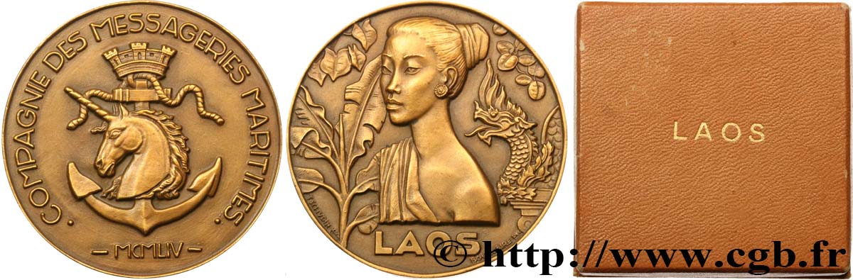 CUARTA REPUBLICA FRANCESA Médaille, Compagnie des messageries maritimes, Laos EBC