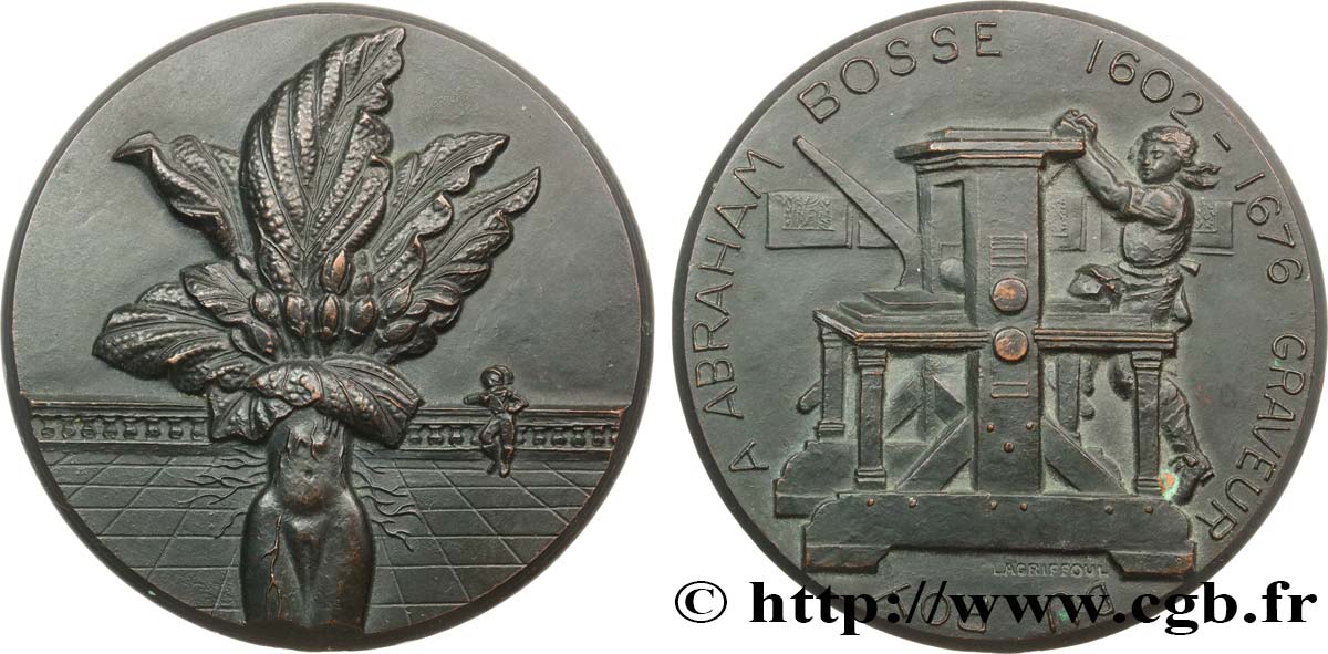 CINQUIÈME RÉPUBLIQUE Médaille, Abraham Bosse, graveur du roi SUP