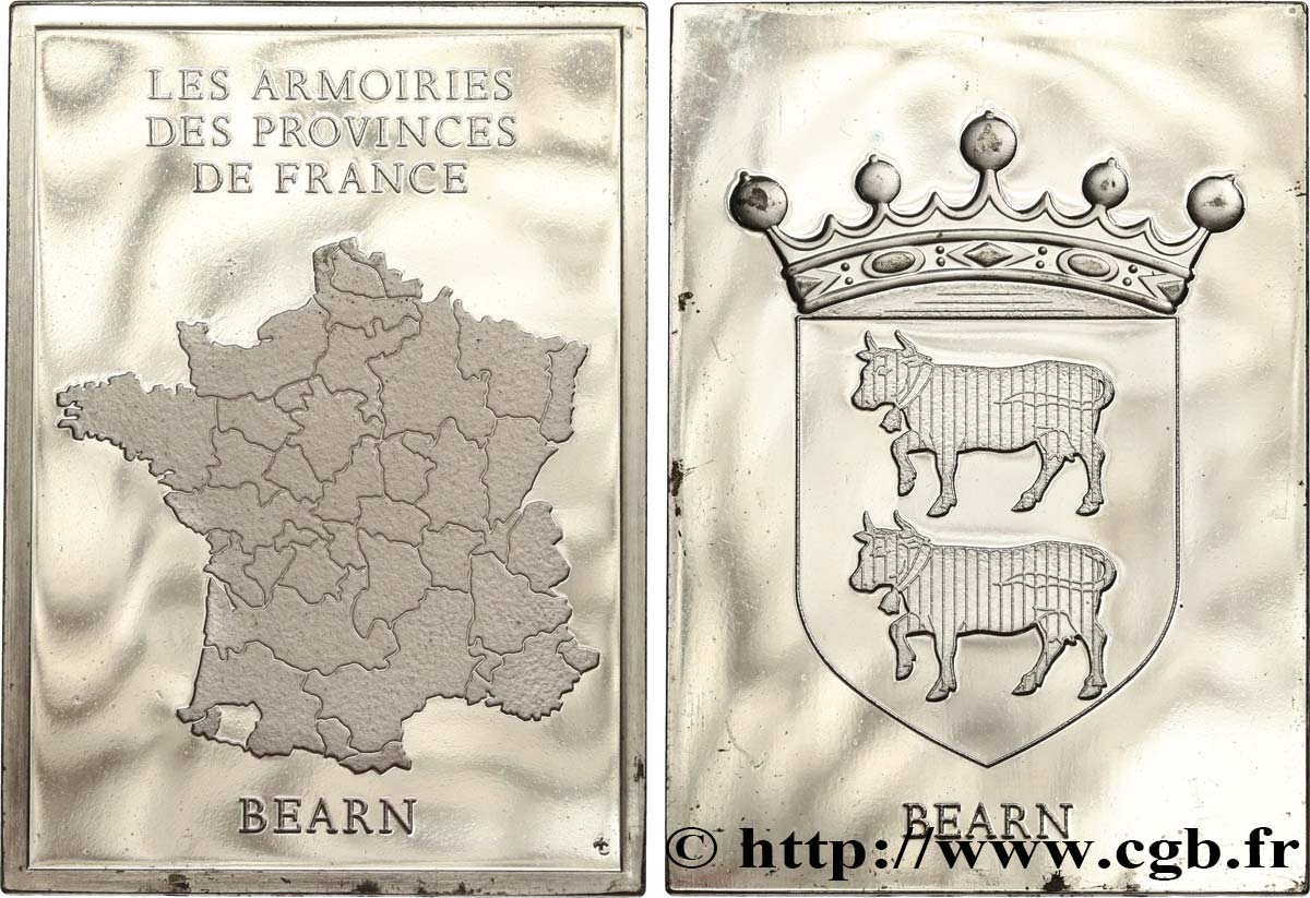 QUINTA REPUBLICA FRANCESA Plaquette, Les armoiries des provinces de France, Béarn EBC