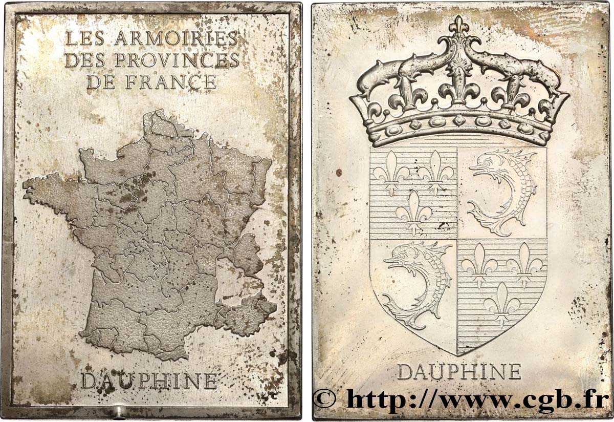 CINQUIÈME RÉPUBLIQUE Plaquette, Les armoiries des provinces de France, Dauphine TTB+