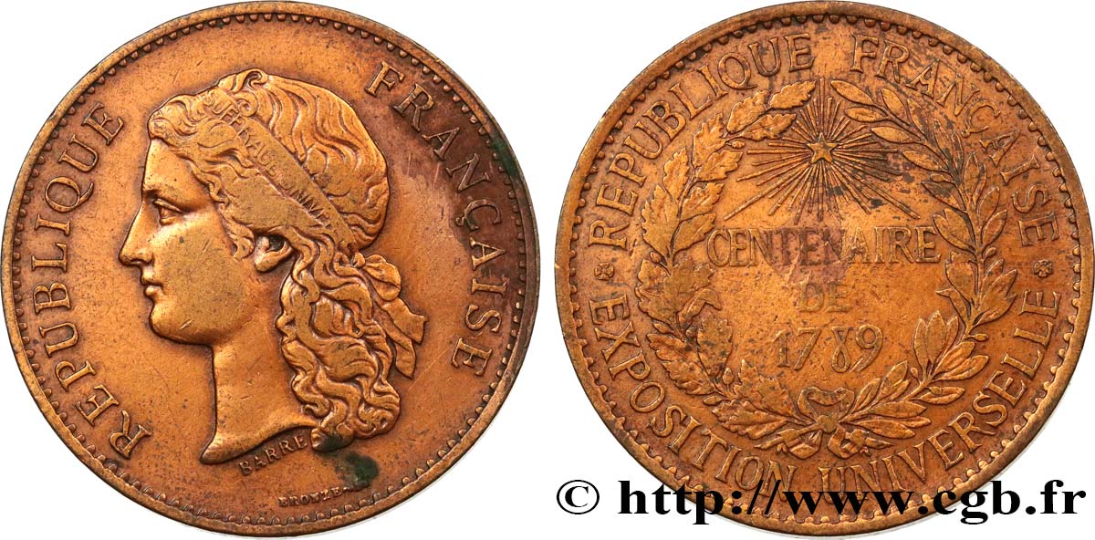 III REPUBLIC Médaille, Centenaire de 1789 VF