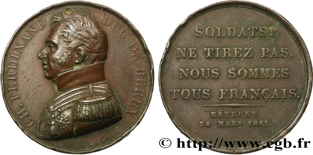 LOUIS XVIII Médaille, Paroles du duc de Berry VF