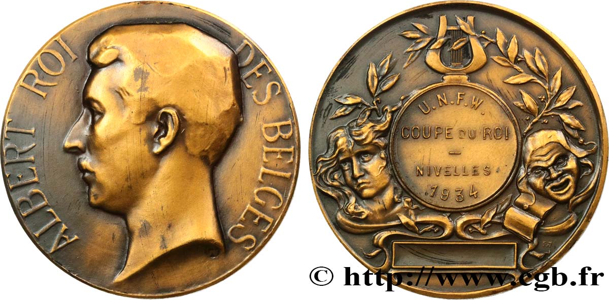 BELGIQUE - ROYAUME DE BELGIQUE - ALBERT Ier Médaille, Coupe du roi TTB
