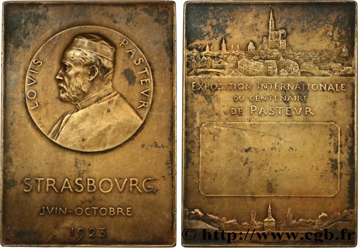 TROISIÈME RÉPUBLIQUE Plaque, Louis Pasteur, Exposition internationale du centenaire de Pasteur TTB