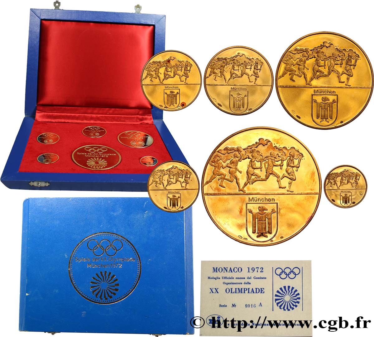 GERMANY Coffret de 6 médailles, XX Olympiades, Jeux olympiques d été de München AU