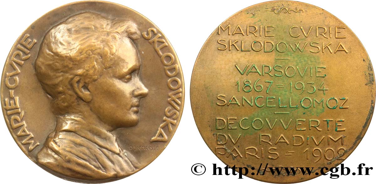 SCIENCES & SCIENTIFIQUES Médaille, Marie Curie, Epreuve d’auteur BB