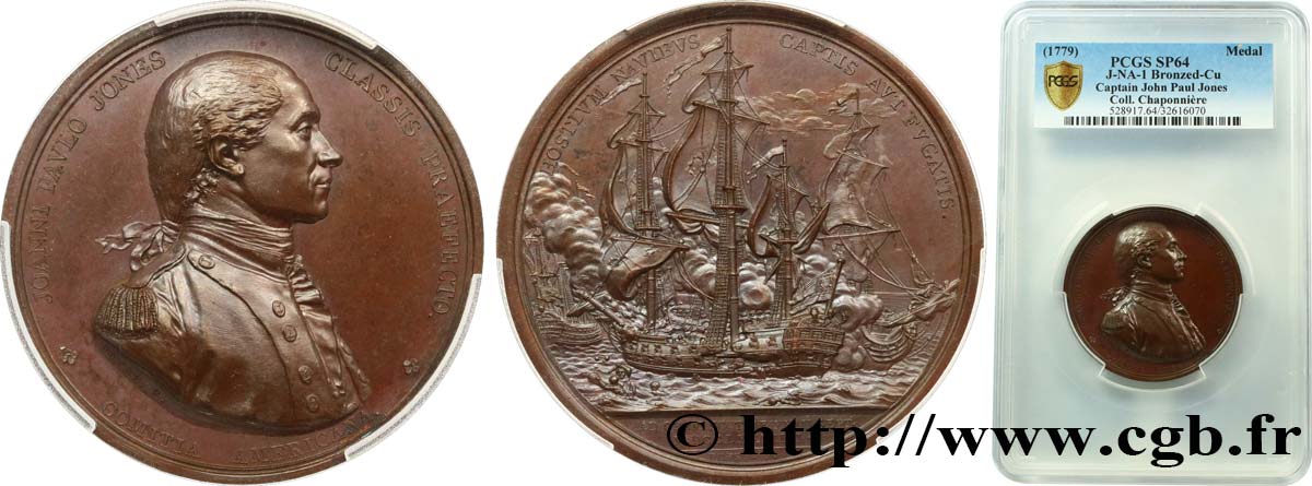 ÉTATS-UNIS D AMÉRIQUE Médaille, Capitaine John Paul Jones, Comitia americana, Capture de la frégate anglaise HMS Sérapis MS64